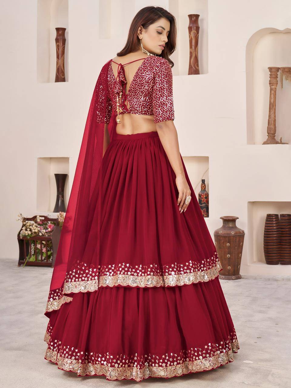 Anchal vol 2 Georgette Red Lehenga choli manufacturers in India